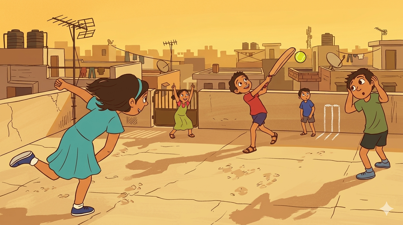 The Cricket Match on the Rooftop